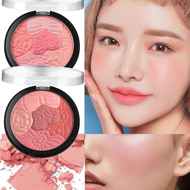 

5 Colors Blush Makeup Oil Control Long Lasting Face Cheek Orange Peach Color Matte Blusher Rouge Powder Cake korean Cosmetic