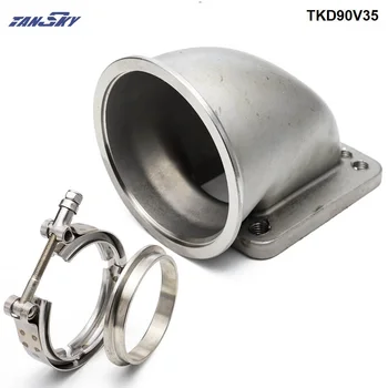 

1 set 3.5" Vband 90 Degree Cast Elbow Adapter Flange +V-band Clamp For T4/T3 Turbo TKD90V35