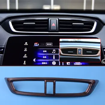 

beler New Car ABS Plastic Interior Peach Wood Grain Middle Air Vent Outlet Panel Cover Trim Frame for Honda CRV CR-V 2017 2018
