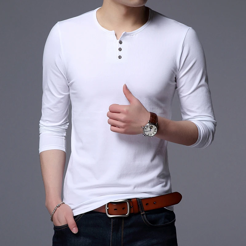 2018 New Fashion Brand Tshirt Men Korean Cotton Trending Tops  Street Style Boyfriend Gift Long Sleeve T-Shirt  Men Clothing