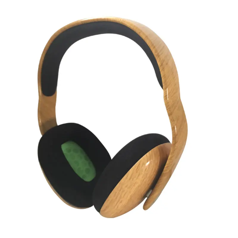 Mobile Phone Headphone with Microphone Wooden Coating Big Over Ear