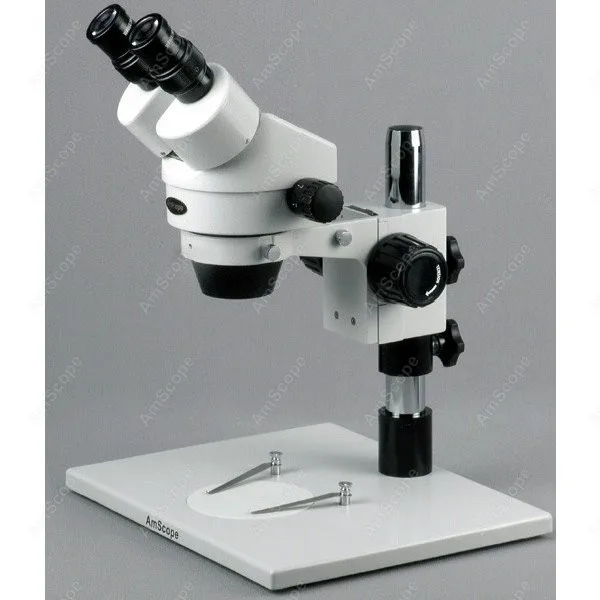 AmScope 쌍안 줌 스테레오 현미경 3.5X-90X(필라 스탠드+ 대형 베이스 포함)