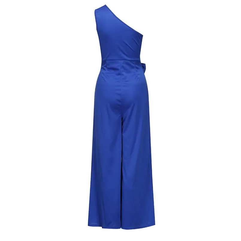  New Summer Women Fit Slim Solid High Waist Lace Up Sexy Off Shoulder Flare Jumpsuits Fashion Holiday Elegant  Jumpsuit #4R07  (17)