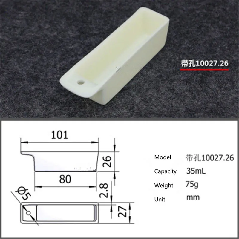 

99.5% Square corundum crucible / 35ml With holes 10027.26 / Temperature 1600 degrees / Sintered ceramic crucible