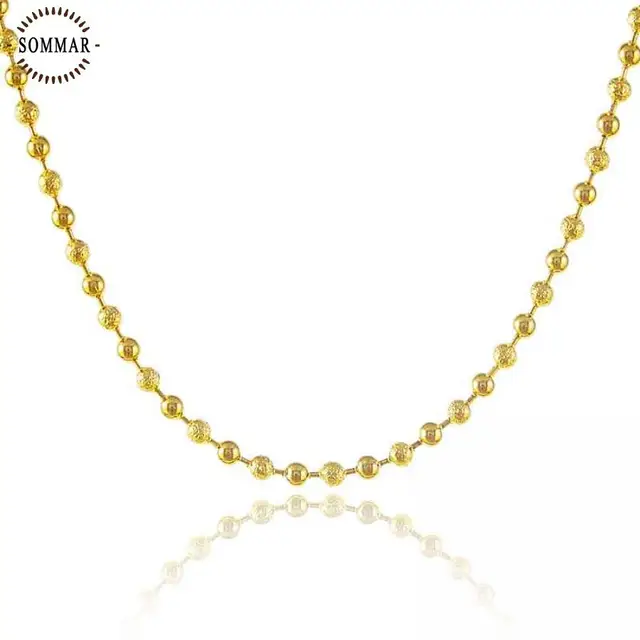 gold Color necklace 47CM beads chain 