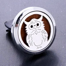 Освежитель воздуха для автомобиля из нержавеющей стали с совой, Ароматический диффузор эфирного масла, медальон, отправка в случайном порядке, 1 шт., масляные подушечки в подарок