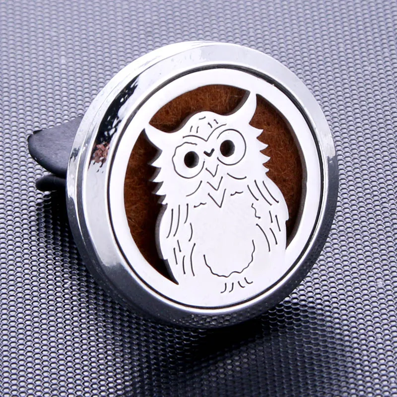 

New owl Stainless Steel Car Air Freshener Perfume Essential Oil Diffuser Locket Random Send 1pcs Oil Pads as Gift