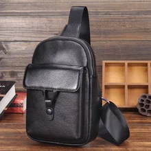 BAQI Brand Chest Bag Men Shoulder Bag 2019 Fashion Genuine Leather Cowhide Casual Crossbody Messenger Bag Men Back pack Travel new retro design style oil wax genuine leather cowhide men s crossbody shoulder bag travel leg bag pack men waist bag