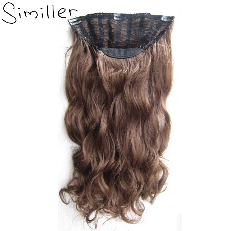 

Similler 130g Synthetic Hair Extension 7 Clips in Curly Half Head Wig Elasticity Net Ombre Color 10 Colors
