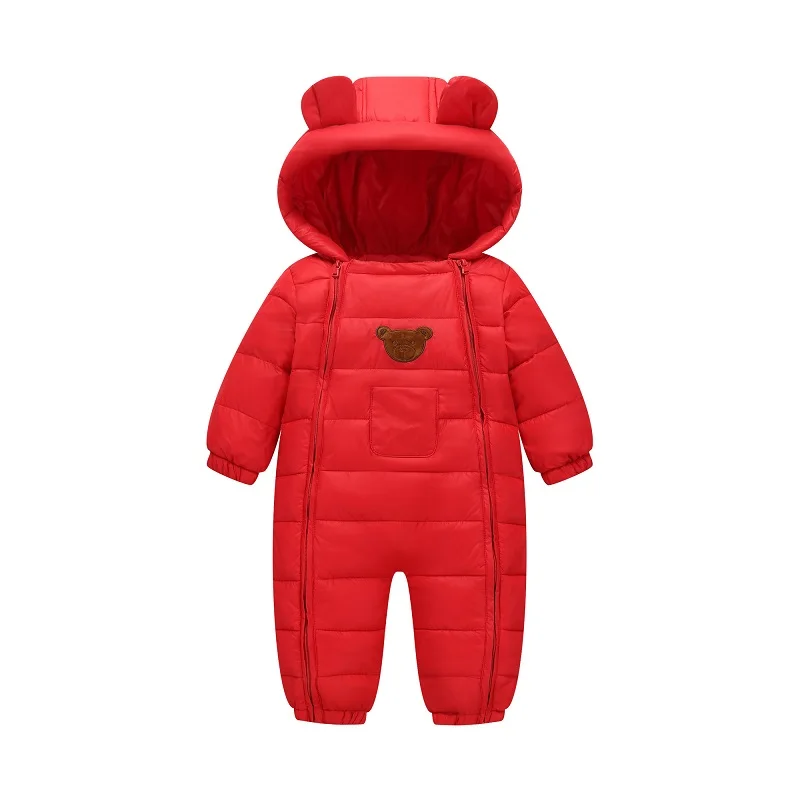 Зимний комбинезон, детская зимняя одежда, хлопковая стеганая цельная теплая верхняя одежда, детские комбинезоны, детский зимний комбинезон, парки для новорожденных - Цвет: Red