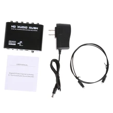 5.1 CH audio decoder SPDIF Coaxial to RCA DTS AC3 digital to 5.1 Amplifier Analog Converter with power adapter and optical cable