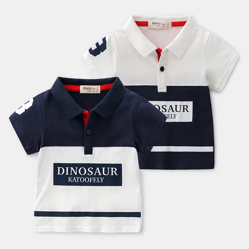 Summer Boys Polo Shirt Short Sleeve Cotton Shirts Patchwork Kids Tops Baby For huismerk kopen in de aanbieding