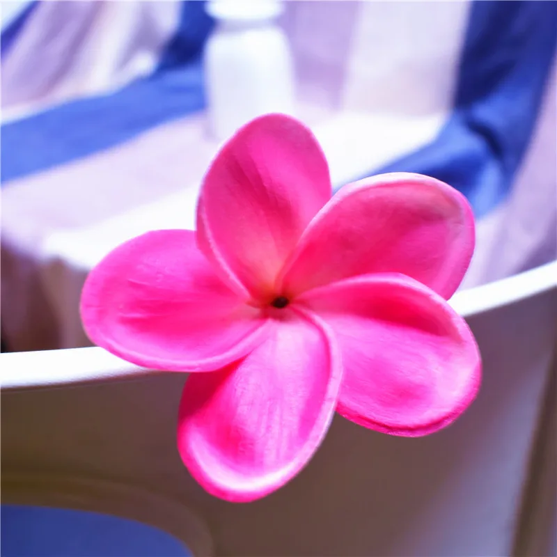 

20pcs Natural Real Touch hot pink fuchsia Artificial frangipani Plumeria flower heads for cake decoration