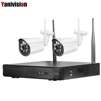 

4CH WIFI CCTV System Wireless NVR Kit 2PCS 1080P HD IP Camera 2MP Outdoor Waterproof Home Security Surveillance System