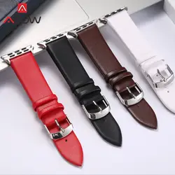 Мягкий кожаный ремешок для Apple Watch 38 мм 42 мм красный коричневый белый для женщин для мужчин заменить для мужчин t браслет ремешок для iwatch 1 2 3