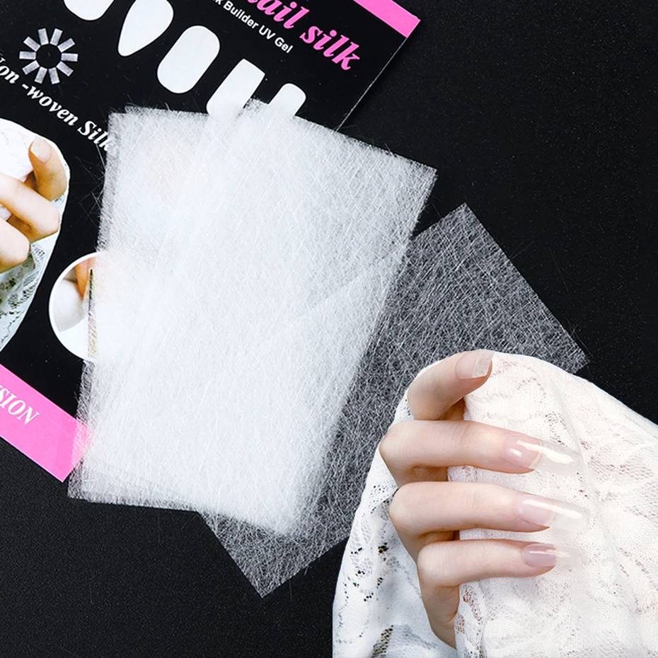 

10pcs Pro Non-woven Silk Fiberglass For Nail Extensions UV Gel Nail Art Building Forms Soft Lint-Free Nail Acrylic Tips SA1507