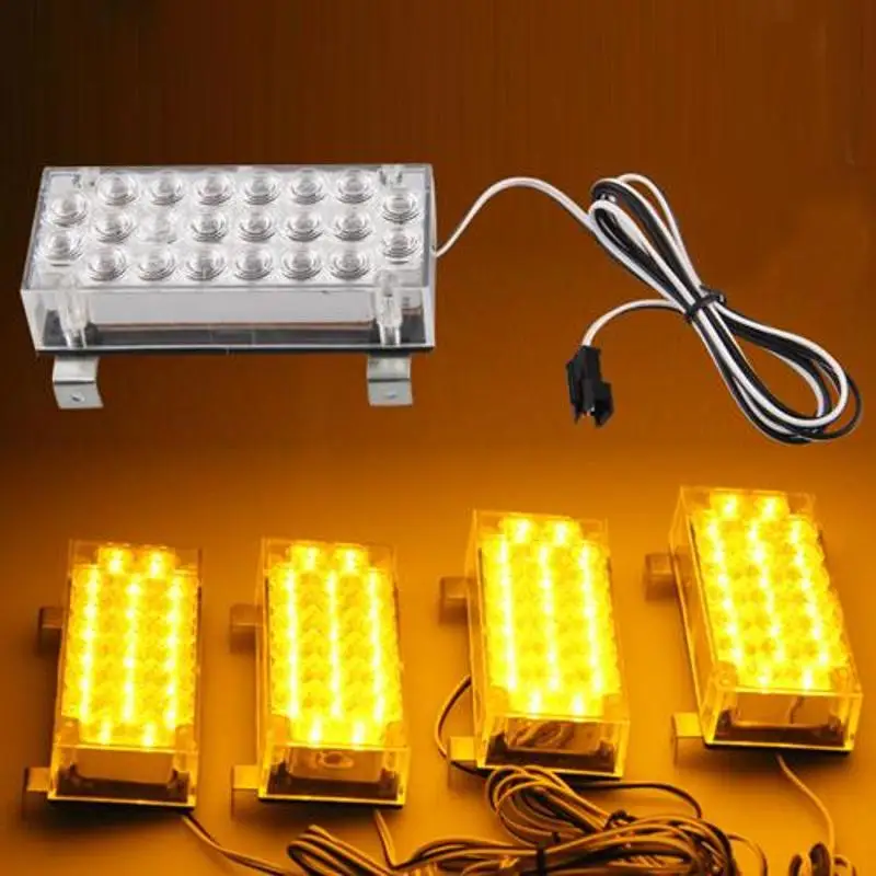88 LED Yellow Strobe Emergency Flashing Warning Light For Car Truck Lights 22 4 LED Warning
