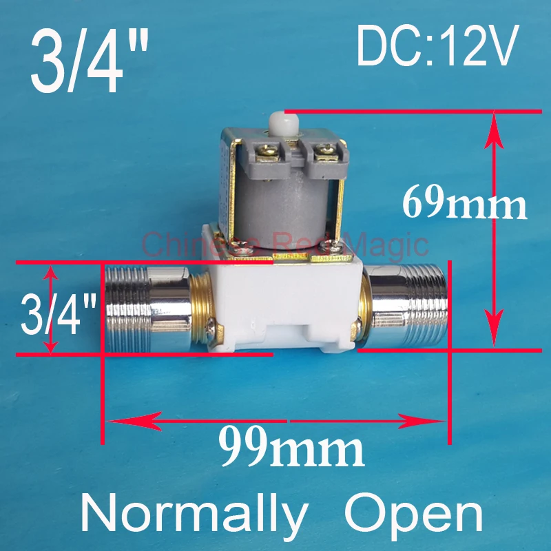 

3/4" Normally Open solenoid valve coil 3/4" DC 12V Electric Solenoid Valve Normally Open Water Inlet Flow Switch Check Valve