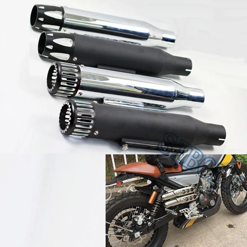 Universal 38MM 40MM Vintage Classic Motorcycle Muffler Exhaust Pipe For