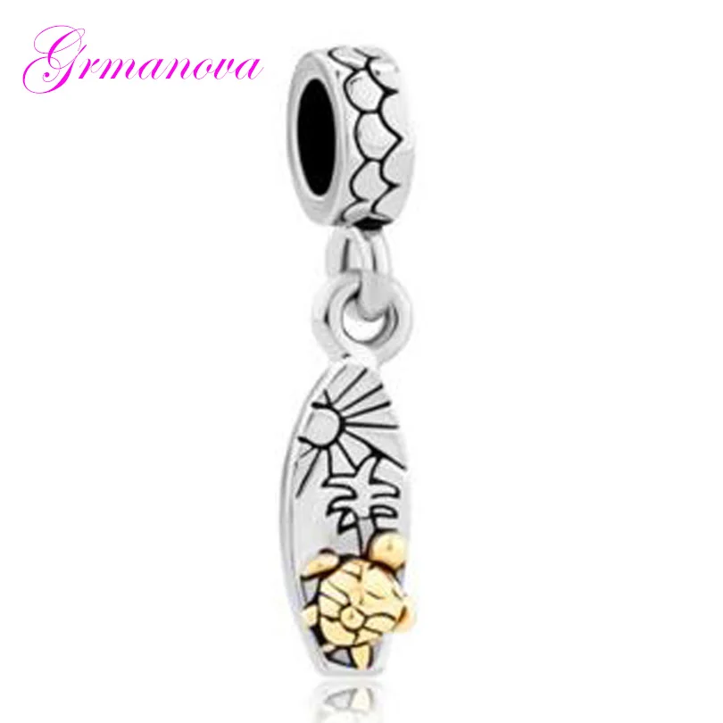 

Charm Bead Pendant Golden Turtle Surfboard Original Brand Design DIY Jewelry Amulet Fit Pandora Bracelet Necklace
