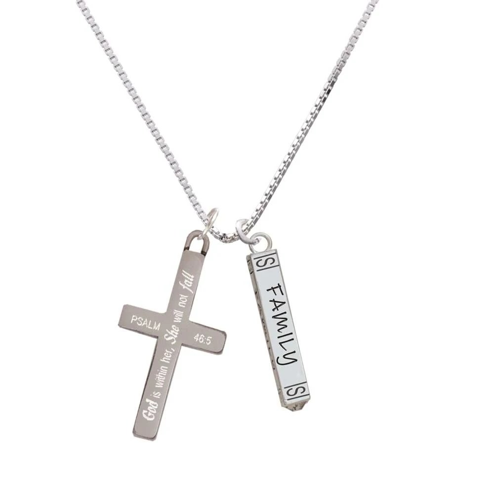 Family Bar - She will not Fall - Cross Necklace