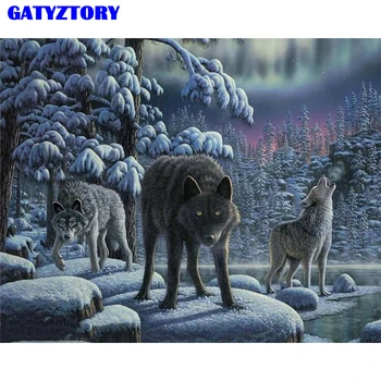 

Frameless Animals Wolves Animals DIY Painting By Numbers Modern Wall Art Picture Hand Painted Oil Painting For Home Wall Artwork