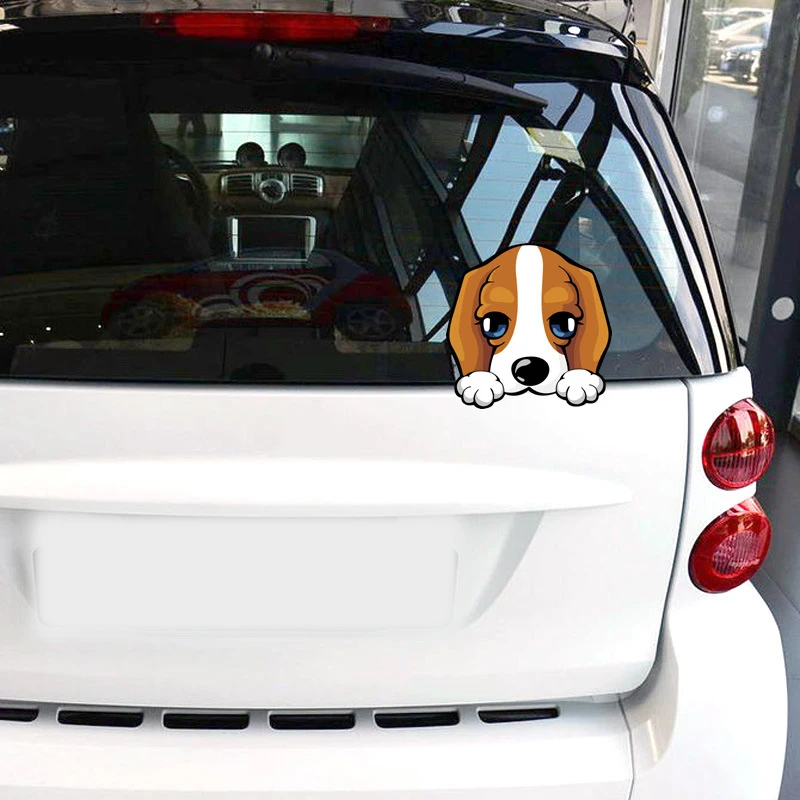 

11*11CM Lovely Beagle Puppy Dog Car Decoration Car Sticker Decals Vinyl Auto Motorcycle Sticker Car Body Decor Car Styling