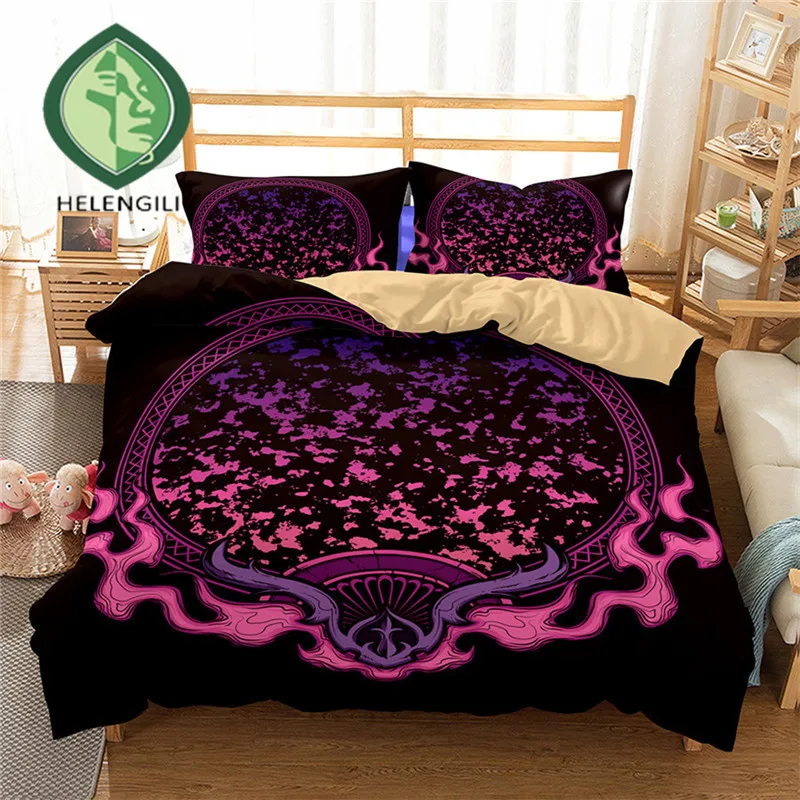 

HELENGILI 3D Bedding Set Bohemia Print Duvet cover set lifelike bedclothes with pillowcase bed set home Textiles #LX-25
