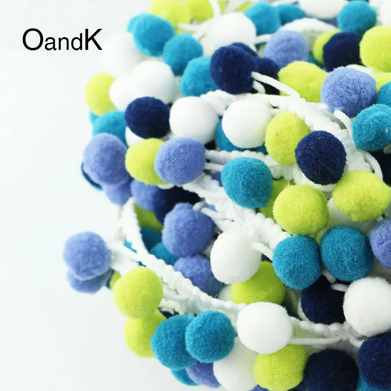 

5Yard Stained Ribbon Colorful Pom Pom Lace Trim Ball Fringe Lace Ribbon Knitting For Cloth or Bag DIY Sewing Accessories