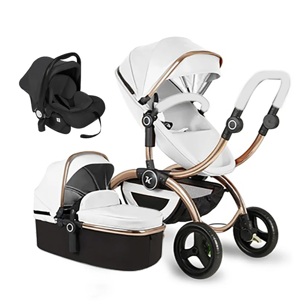 3 in 1 new style toke baby stroller 2 in 1 baby car folding baby stroller independent baby sleeping basket and car seat - Цвет: 3 in 1 white