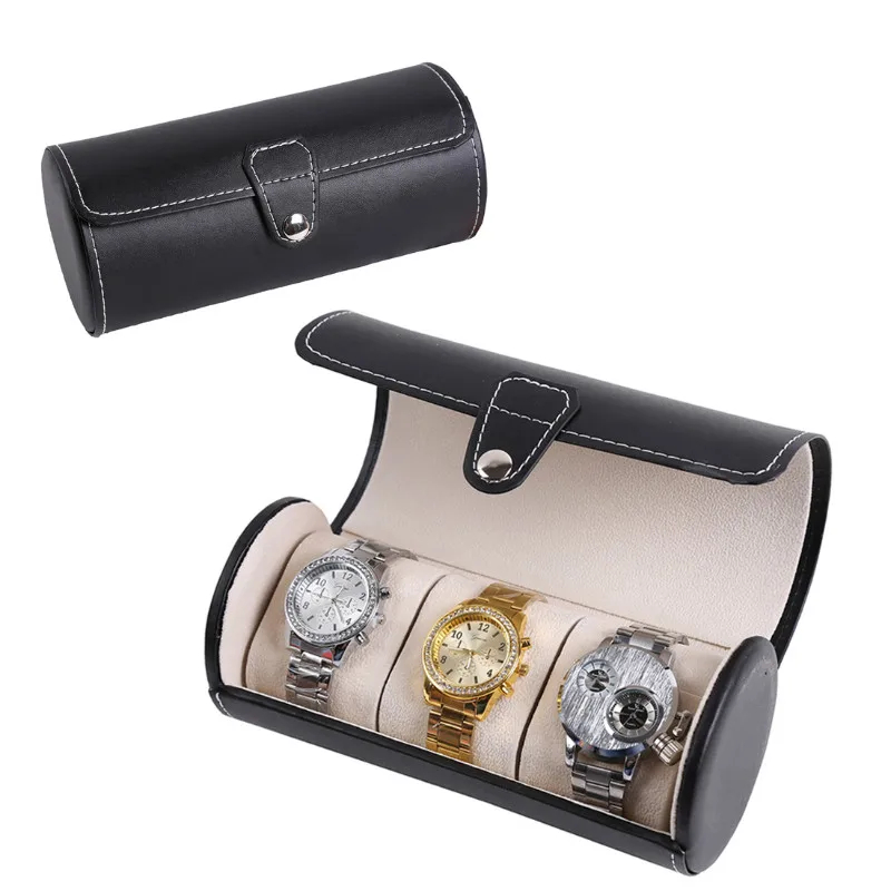 Attractive 2016 New Fashion Portable Travel Watch Case Roll 3 Slot
