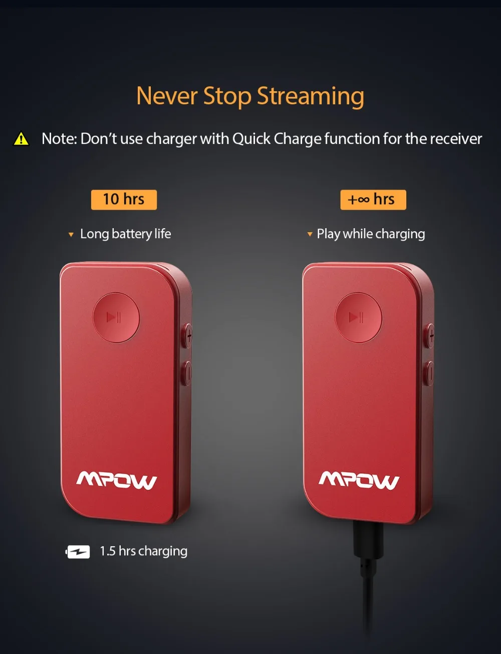Mpow Модернизированный Bluetooth беспроводной 5,0 приемник аудио адаптер Bluetooth автомобильный комплект для музыки Hands-free вызов автомобильная стереосистема
