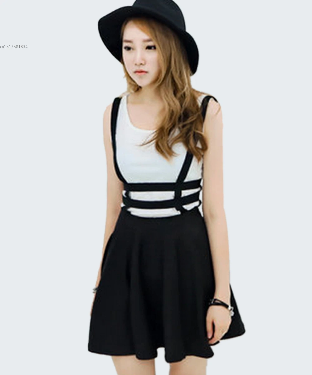 

Korean Women's Girl Hollow Out Strap Pleated Dress