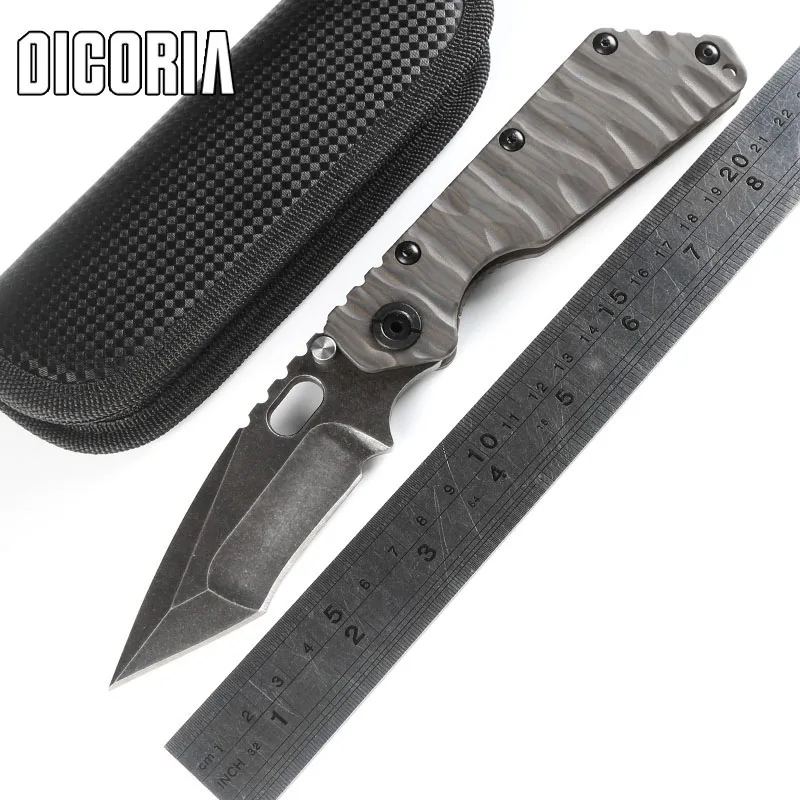 DICORIA ST SMF Titanium handle D2 blade Ball bearing Tactical Folding Knife camping hunting outdoor survival