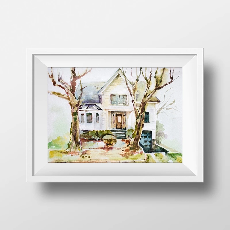 Wall Art Print Wall Art Twilight's Cullen Family Residence and Bella Swan House Watercolor Print, The Twilight Saga Poster Painting Fan Gift