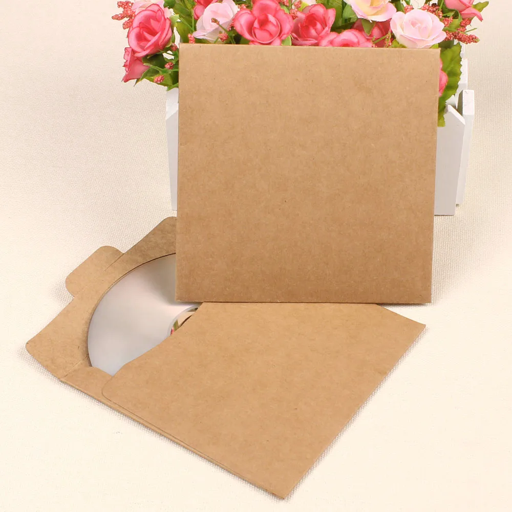 Image DHL 200Pcs Lot 12.5*12.5cm High Quality Disc CD Sleeve 250gsm Party Kraft CD DVD Paper Bag Cover CD Package Envelopes Pack Boxes