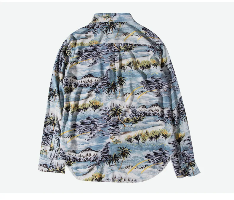 2018 Новый Мужская одежда с принтом хлопка с длинным рукавом Для мужчин рубашка натуральный хлопок хип-хоп Повседневное Рубашки нагрудные