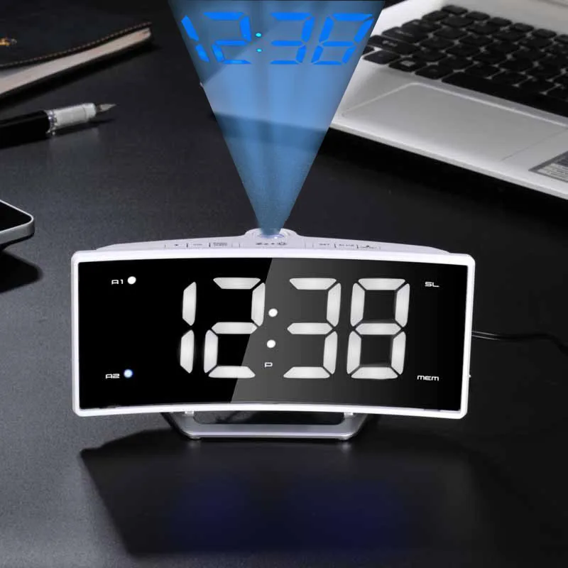 

With Time Projection Fm Radio Clock Projection Clock Led Digital Electronic Table Watch Desktop Projector Clock