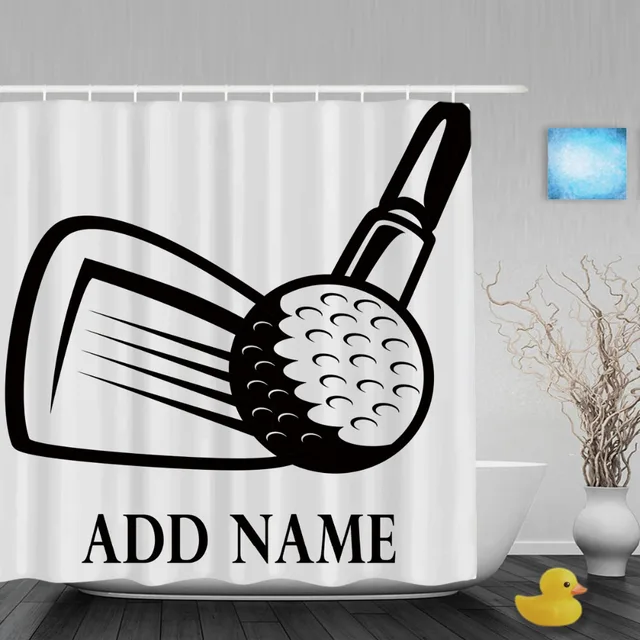 Personalized Name Golf Design Shower Curtain Custom Sports Theme