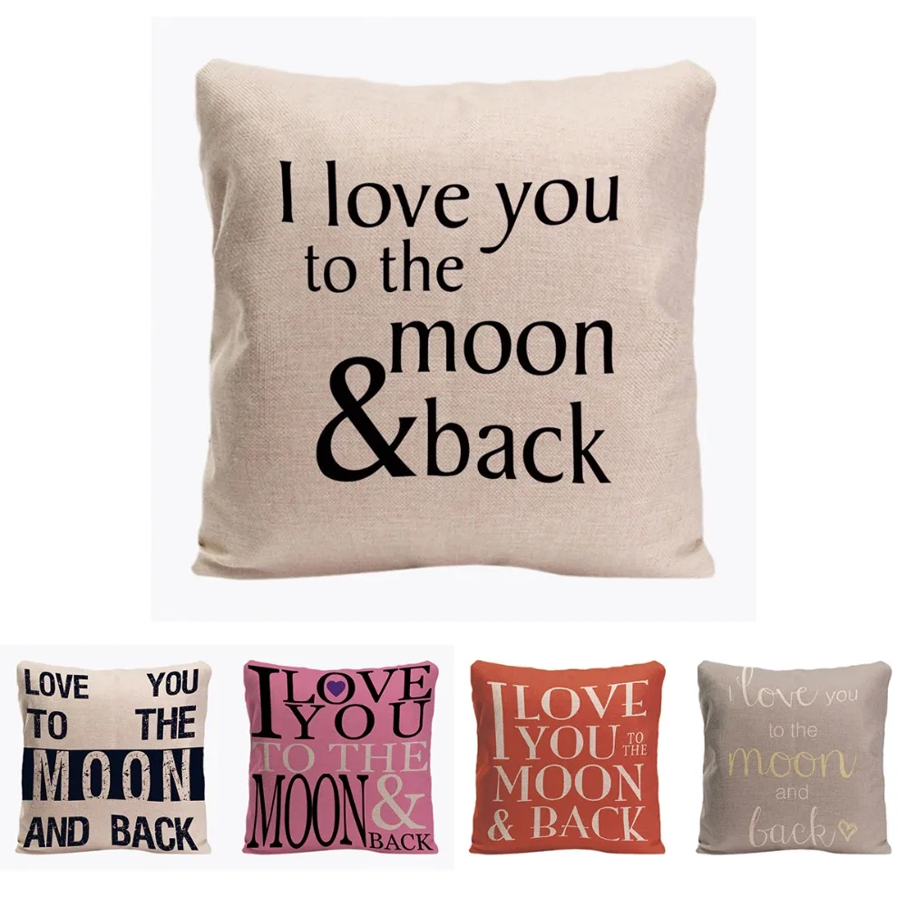 I Love You To The Moon & Back Cushion Cover Decorative Pillow For Sofa