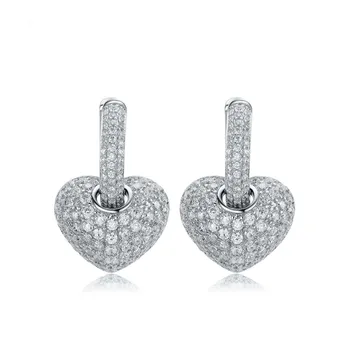 

Huitan Unique Drop Earrings with Two-side Different Style Hollow& Clear CZ Fashion Cocktail Party Jewelry Earrings for Women