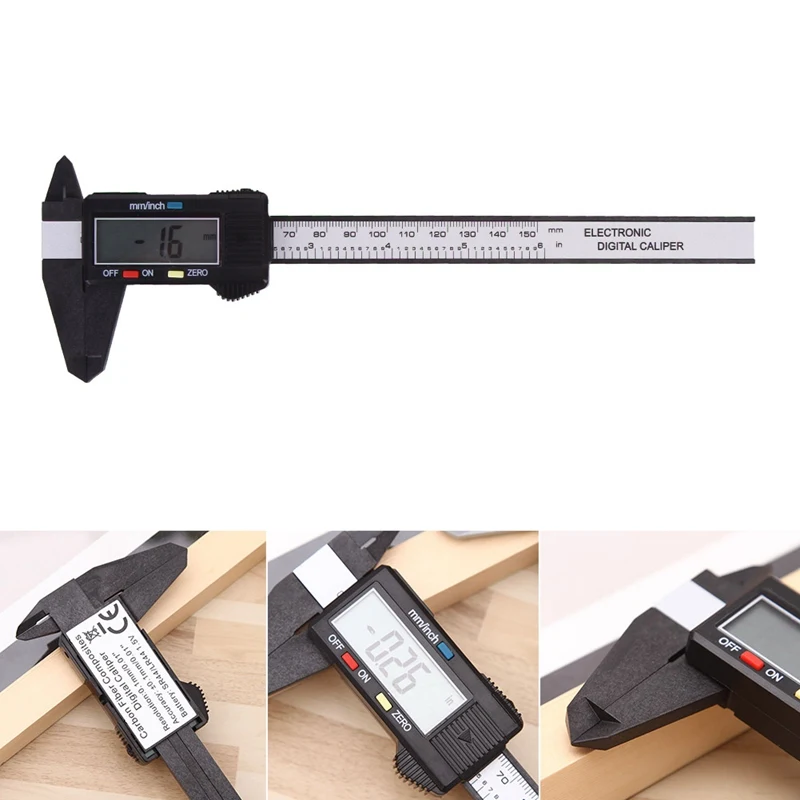 New Arrival 150mm 6 Inch LCD Digital font b Electronic b font Carbon Fiber Vernier Caliper