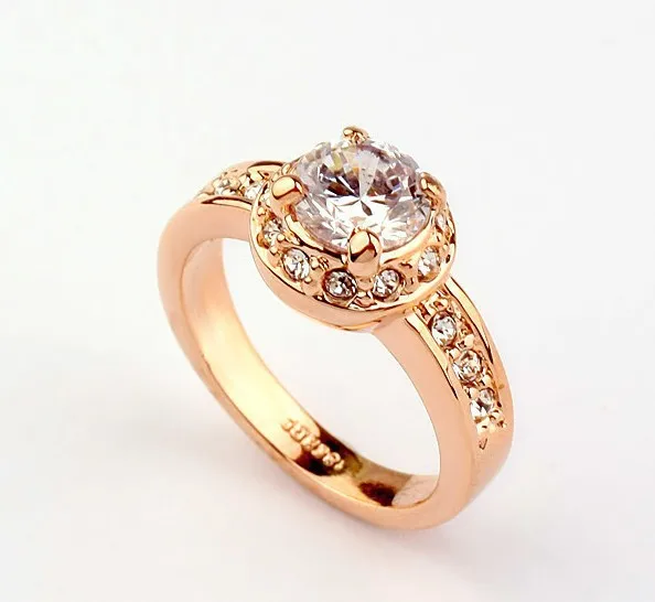 18K rose Gold Plated Imitation Diamante Rings For charm gift for girl