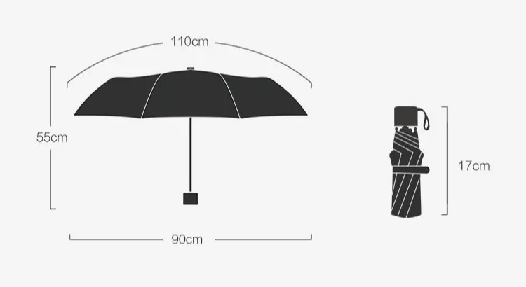 Мини-зонт с пятью складывающимися полосками дождя, Женский Защитный зонтик с черным покрытием, капсула с маленьким карманом, зонт от солнца, Paraguas RG027