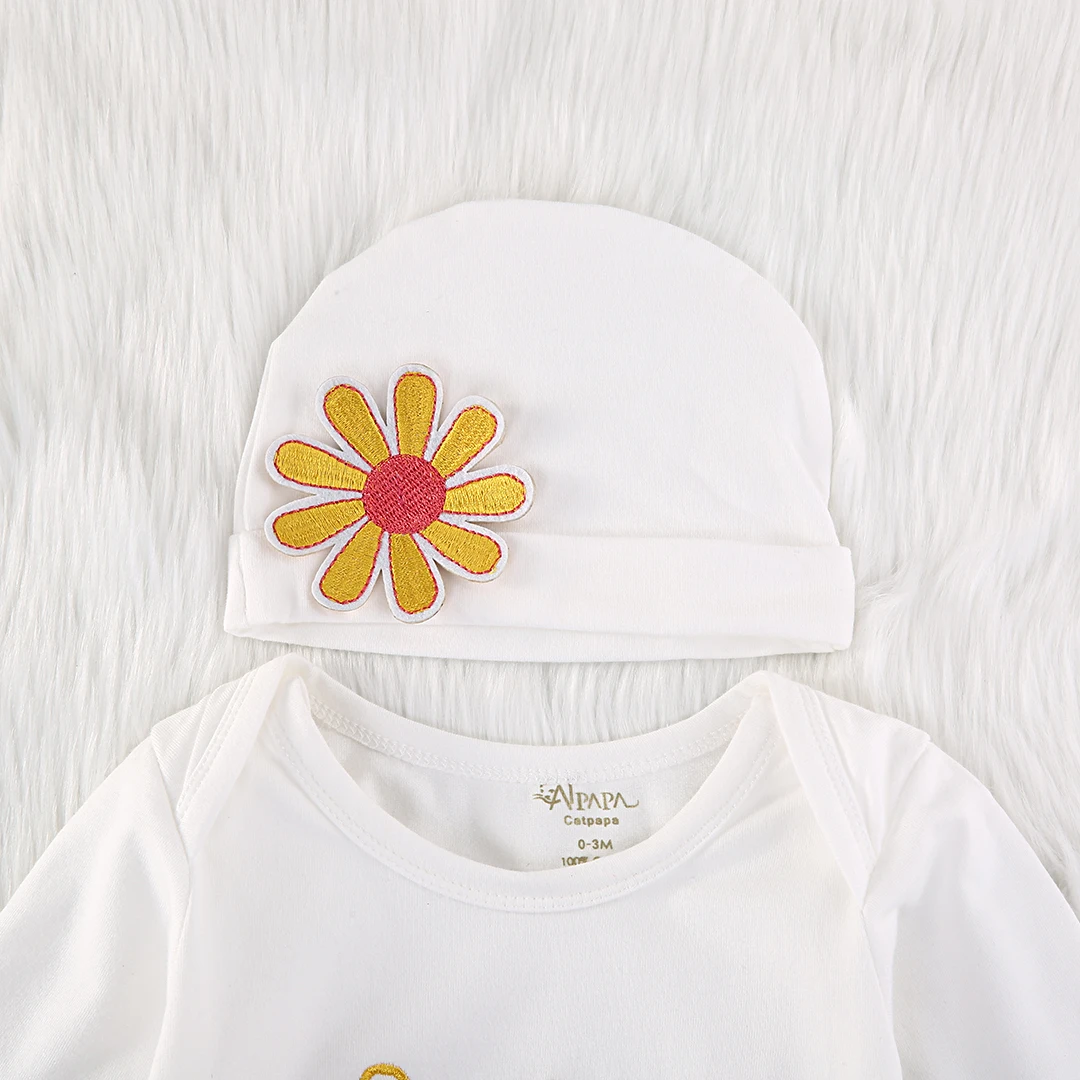 Одежда для сна для новорожденных девочек; хлопковые халаты с длинными рукавами и цветочным принтом для малышей; Ночная сорочка; комплект одежды для сна; шляпа