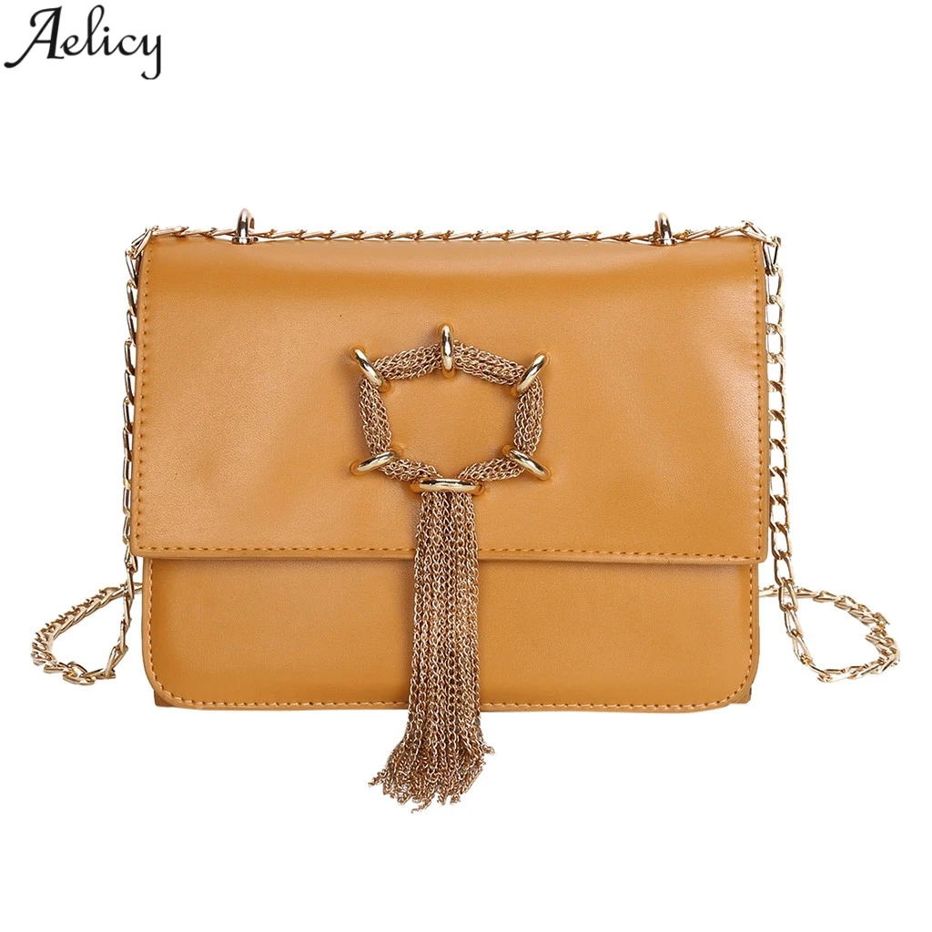 

Aelicy Women's Fashion Solid Color Tassel Messenger Bag Casual Pu Leather Crossbody Bag Ladies Shoulder Bag Bolso De Mujer New