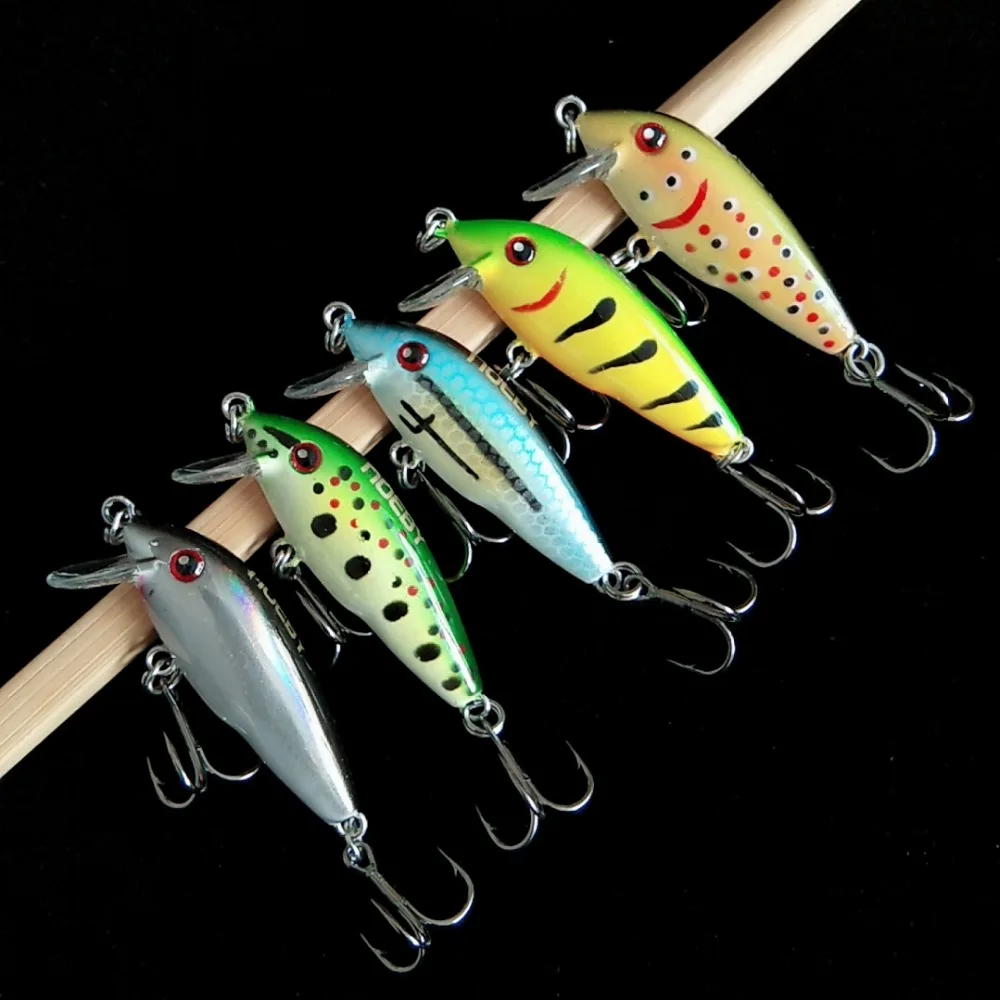 

NOEBY 5pcs Fishing Lure 38mm/2.2g Sinking 0-1m Minnow Lures Fishing Bait Strong Treble Hooks Colorful 3D Eyes minnow wobblers