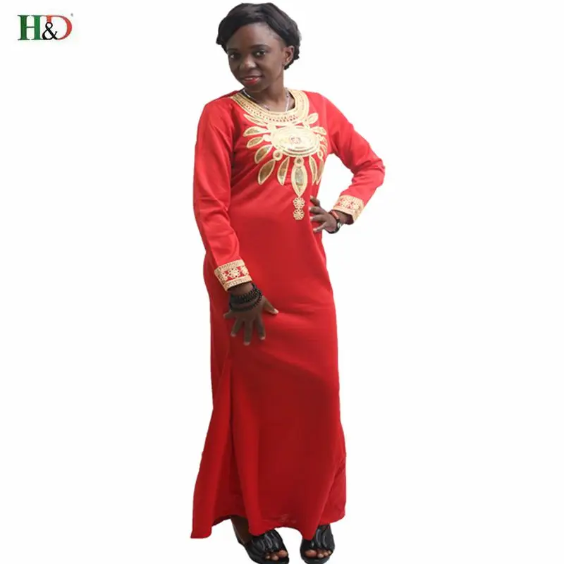 

H&D african dresses for women winter dress long sleeve embroidery robe bazin riche nigeria africaine femme africa style