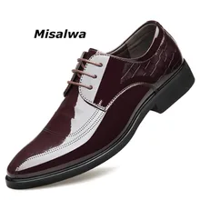Misalwa прозрачный Для мужчин Кожаные модельные туфли обувь мужские, стильные, итальянские острый носок формальная обувь под костюм в джентльменском стиле Дерби офисная Свадебная обувь на плоской подошве