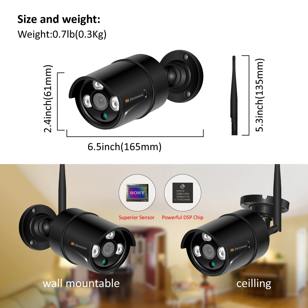 Jennov 4CH 1080P Wifi Video Surveillance Camera Wireless Security Cameras System For Home 2MP Video